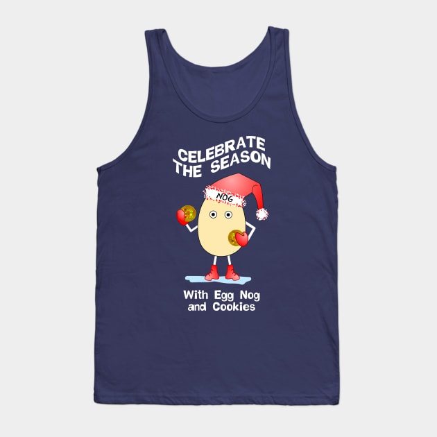 Santa Hat Egg Nog White Text Tank Top by Barthol Graphics